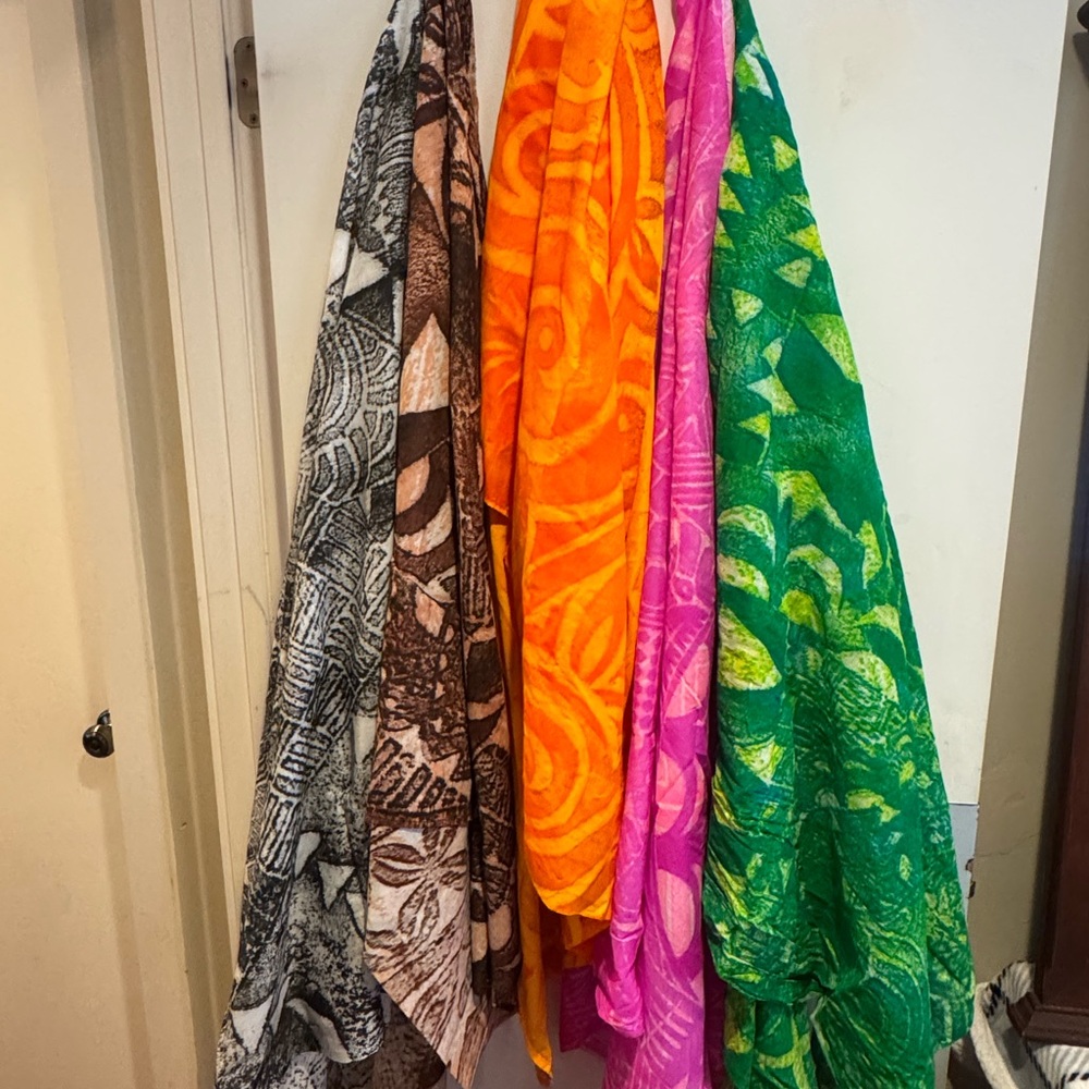 Vibrant Multicolor Tav Pacific Sarongs. $100 each.